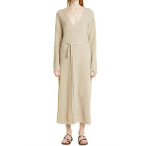 Co Ribbed Knit Wool Cashmere Long Sleeve Sweater Dress